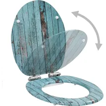 vidaXL Toilettensitz MDF Altholz-Design Türkis
