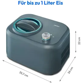 Medion Eismaschine mit Kompressor (selbstkühlend, geeignet für die Zubereitung von Eiscreme, Frozen Yoghurt & Sorbet, 1 L, 1 bowls, Blue, 60 min, Aluminium