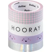 Folia Washi Tape Happy Vibes 4 Rollen 15mm x 5m 10mm x 5m