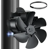 Miaton Ofenventilator Kaminventilator Magnetisch | 6 Klingen Kaminventilator Ofenrohr Ventilator | Ofenventilator Ohne Strom | Kamin Ventilator inkl. Magnetisches Thermometer | Zubehör für Kamine