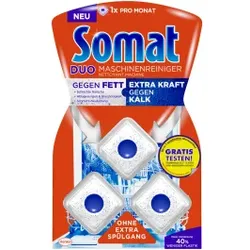 Somat Duo Maschinenreiniger Tabs, Die erste und einzige Somat-Pflege, die ohne extra Spülgang angewendet wird, 1 Packung = 3 Tabs