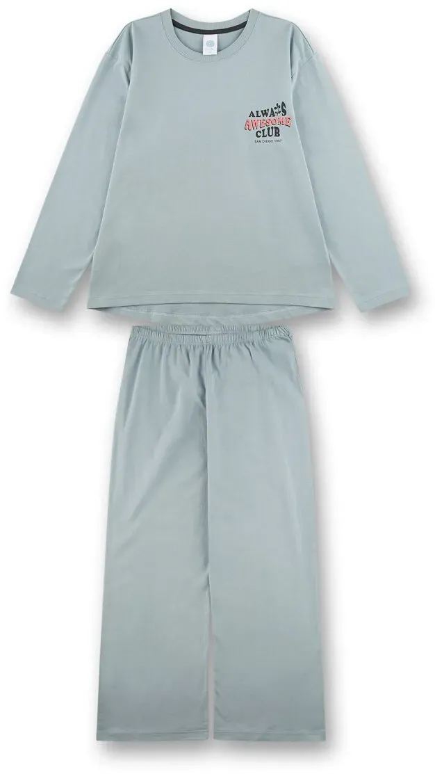 Sanetta Mädchen Schlafanzug, lang - Teens, Slogan Print, Single Jersey Hellgrün 152