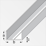Alfer Rechteck-U 1 m, 35.5 x 65.6 x 2.4 mm Aluminium roh blank