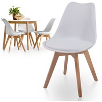 MIADOMODO Esszimmerstuhl Esszimmerstühle 2/4/6/8er Set - aus Kunststoff & Massivholz, Farbwahl (4 St) weiß