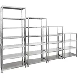 shelfr Edelstahlregal mit 4 bis 7 Ebenen 296x41x200 cm Silber