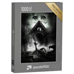 puzzleYOU Puzzle Puzzle 1000 Teile XXL „Gothic-Szene mit Grabstein und Zombie“, 1000 Puzzleteile, puzzleYOU-Kollektionen Gothik