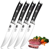 SHAN ZU Steakmesser Set 4 teilig Steakmesserset Fischmesser Jausenmesser Profi Küchenmesser Kochmesser Fleischmesser Deutscher Edelstahl