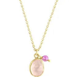 Jamelli Halskette Silber 925 vergoldet mit Amethyst und Rosenquarz