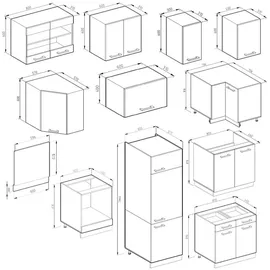 Vicco Winkelküche R-Line L-Form 227 x 287 cm Eiche weiß
