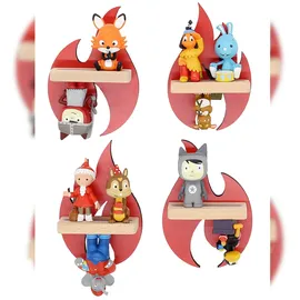 BOARTI Kinderregal Flammen Feuerwehr hängend für Tonie Figuren platzsparendes Regal Maße: H. 31 x B. 21 x T. 5 cm Wandregal für Figuren Aufbewahrung mit Magneteinsätzen Aufbewahrungsregal Holz