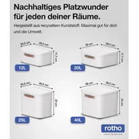 Rotho 4er-Set Aufbewahrungsbox mit Deckel 20l, Kunststoff, weiss, 20