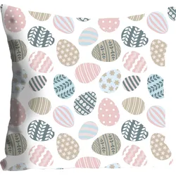 Dekokissen QUEENCE "Joseph", bunt (bunt, bedruckt), B:40cm L:40cm, Polyester, Dekokissen_Sitzkissen_Kissenhüllen, mit vielen bunten Eiern