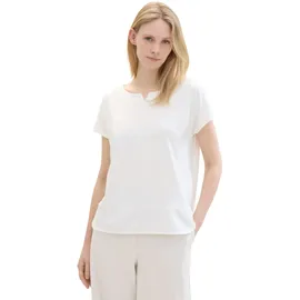 Tom Tailor Fabric Mix Kurzarm-T-Shirt Whisper White XL