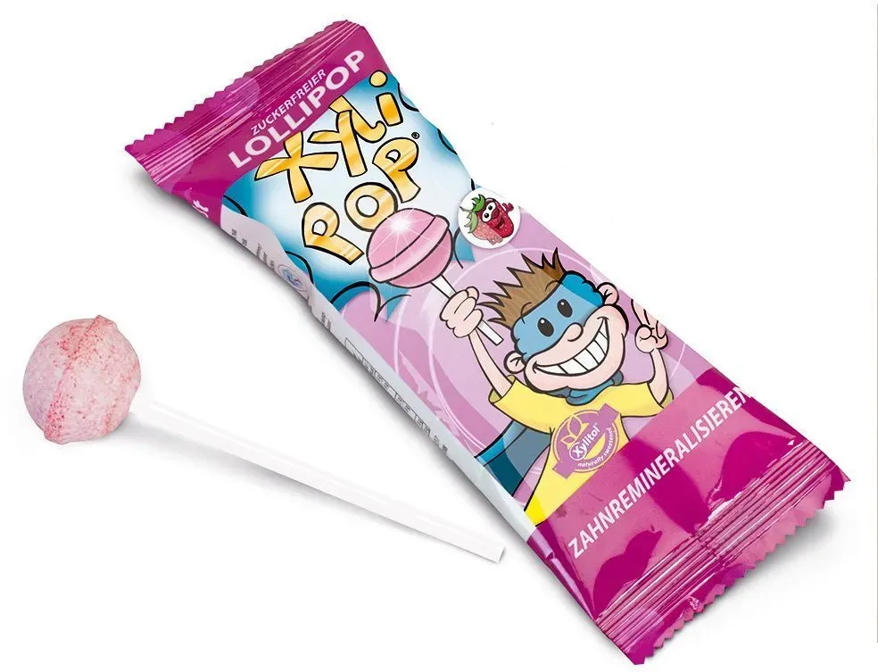 miradent XyliPOPs - Zahnpflege-Lolli Erdbeere