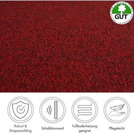 Andiamo Teppichboden ANDIAMO "Invita, Nadelvlies, Gesamthöhe 5 mm, Luxusklasse LC1", rot, B:400cm L:700cm, Kunstfaser, Teppiche, melierte Optik, Breite 200 cm oder 400 cm, robust & strapazierfähig