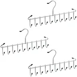 Relaxdays Gürtelhalter 3er Set, Metall, platzsparend, 12 Haken, Krawatten, Schals & Gürtel, Krawattenhalter, silber