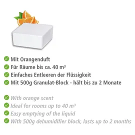 Wenko Raumentfeuchter Cube Nachfüllpack 3 x 500 g mit Orangenduft