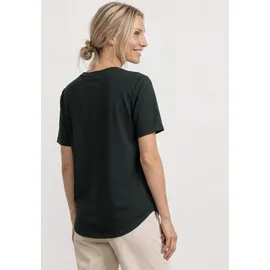 STREET ONE Kurzarmbluse Unifarbe mit Split Neck grün 38