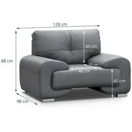 beautysofa Relaxsessel, Weiß, Leder, 128x88x98 cm, Wohnzimmer, Sessel, Polstersessel