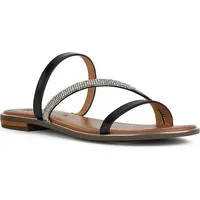GEOX Sozy Plus A Flat Sandal, Black/Silver, 39