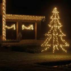 LED Lichterbaum Weihnachtsbaum 3m funkelnd Timer aufklappbar Vorgarten