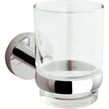 Evenes Glashalter Eight mit Wandhalter, Glas klar, Messing verchromt Evenes