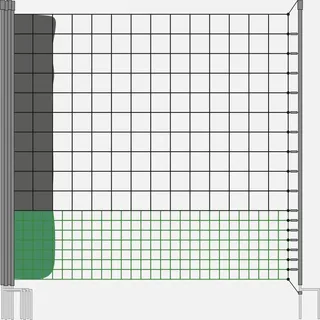 sweeek Hühnerzaun-Set 12m mit 5 Doppelspikes, verstellbar, Zugangstür, inklusive Heringe