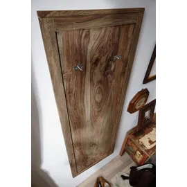 MASSIVMOEBEL24.DE Wandgarderobe Sheesham 55 x 3 x 150 cm Grau Geölt