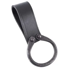 Battle-Merchant Axtgürtelhalter/Hammerhalter aus Leder mit geschmiedetem Ring - Halter für Äxte, Hammer, Beile, Dolche und andere Werkzeuge Axthalter - Halterung