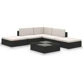 vidaXL Garten-Lounge-Set mit Auflagen schwarz/weiß