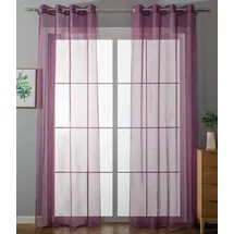 Gardinenbox 2er Set Ösenvorhänge Transparent »Uni« Gardine HxB 175x140 cm Lila Stores Vorhang Ösen Bleibandabschluß Wohnzimmer, 20332-cn2