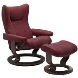 STRESSLESS Sessel mit Hocker Wing Classic Leder Rot Batick Bordeaux M (Medium)