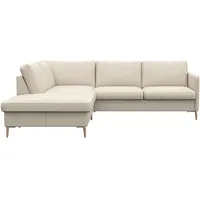 FLEXLUX Ecksofa »Fiore, L-Form, super bequem durch Kaltschaum im Sitz«, schmale Armlehnen, Füße Alu/Eiche, B/T 234/225 cm weiß