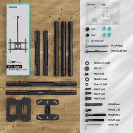ONKRON Deckenhalterung für Fernseher & Monitor 32-80 Zoll - Fernsehhalterung schwenkbar max VESA 600x400 bis zu 68,2 kg TV Deckenhalterung Schwarz/Fernseher Halterung Decke