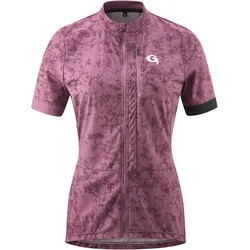 Radtrikot GONSO "PRESOLANA", Damen, Gr. 38, lila (dunkellila), 95% Polyester, 5% Elasthan, Rundhals, Kurzarm, Trikots, Damen Radshirt kurzarm, atmungsaktives Fahrradtrikot mit Rückentasche