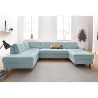 Wohnlandschaft SIT & MORE "Picasso U-Form", blau (aqua), B:294cm H:80cm T:196cm, Luxus-Microfaser ALTARA NUBUCK (100% Polyester) / Struktur fein (100% Polyester);Luxus-Microfaser ALTARA NUBUCK (100% Polyester);Luxus-Microfaser ALTARA NUBUCK (100% Polyester) / Struktur (100% Polypropylen), Sofas, Wohnlandschaft, wahlweise mit Bettfunktion und Bettkasten