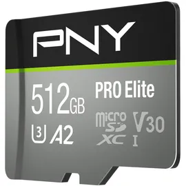 PNY microSDXC Pro Elite 512 GB Class 10 UHS-I A1 V30 + SD-Adapter