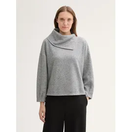 Tom Tailor Damen Sweatshirt mit asymmetrischem Kragen, grau, Meliert, Gr. M