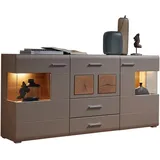 Livetastic Sideboard Suva, Eiche, Glas, Holzwerkstoff, 5 Fächer, 3 Schubladen, 170x94x42 cm, Beimöbel erhältlich, stehend, Wohnzimmer, Kommoden & Sideboards, Sideboards