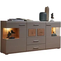 Livetastic Sideboard Suva, Eiche, Glas, Holzwerkstoff, 5 Fächer, 3 Schubladen, 170x94x42 cm, Beimöbel erhältlich, stehend, Wohnzimmer, Kommoden & Sideboards, Sideboards