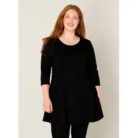 Base Level Curvy "Aria", Damen, Gr. 44, schwarz, Single Jersey, Obermaterial: 94% Viskose, 6% Elasthan, unifarben, figurumspielend ca. Mitte Oberschenkel, Rundhals, Shirts, mit Rundhalsausschnitt