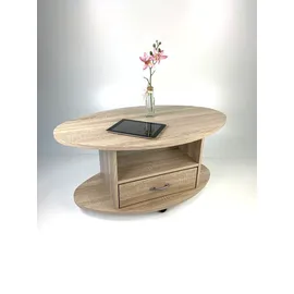 schömig 24/7 ® Couchtisch Oval Landhaus Eiche hell 92 x 55 x 44 cm