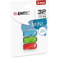Emtec D250 Mini 32GB USB Stick USB 2.0 3er Pack Mehrfarbig