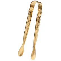 Gräwe Zuckerzange, Edelstahl, Serie Rosendekor, gold,