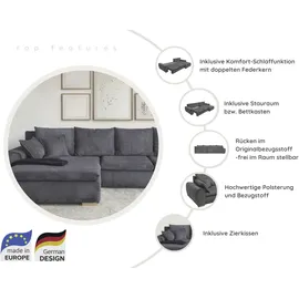 Home Affaire Ecksofa Katja L-Form, B: 325 cm - OTTO. Verlässliche Qualität., Bettfunktion, Bettkasten & 4 Zierkissen beige