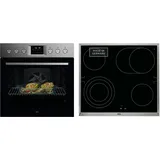 AEG Elektro-Herd-Set Serie 5000 »HH24HSPM«, Pyrolyse-Selbstreinigung, Edelstahl Design, silberfarben