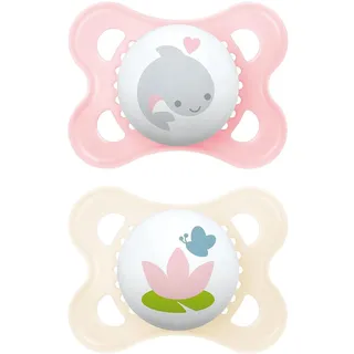MAM Schnuller | 0-6 Monate | Schnuller für Neugeborene | 94% Akzeptanz | stillfreundlich | von Hebammen empfohlen | zahnfreundlich | SkinSoft Silikon | Fisch/Seerose | 2 Stück