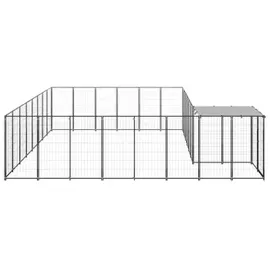vidaXL Hundezwinger Schwarz 15,73 m2 Stahl - Überdachung (3082227)