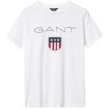 GANT Jungen T-Shirt - Teen Boys SHIELD Logo, Kurzarm, Rundhals, Baumwolle, uni Weiß 122/128