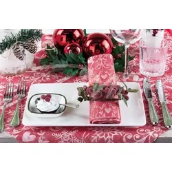 Mank XL Serviette Airlaid Bob in Rot, 48 x 48 cm, 50 Stück - Weihnachten Rentiere Schneeflocken